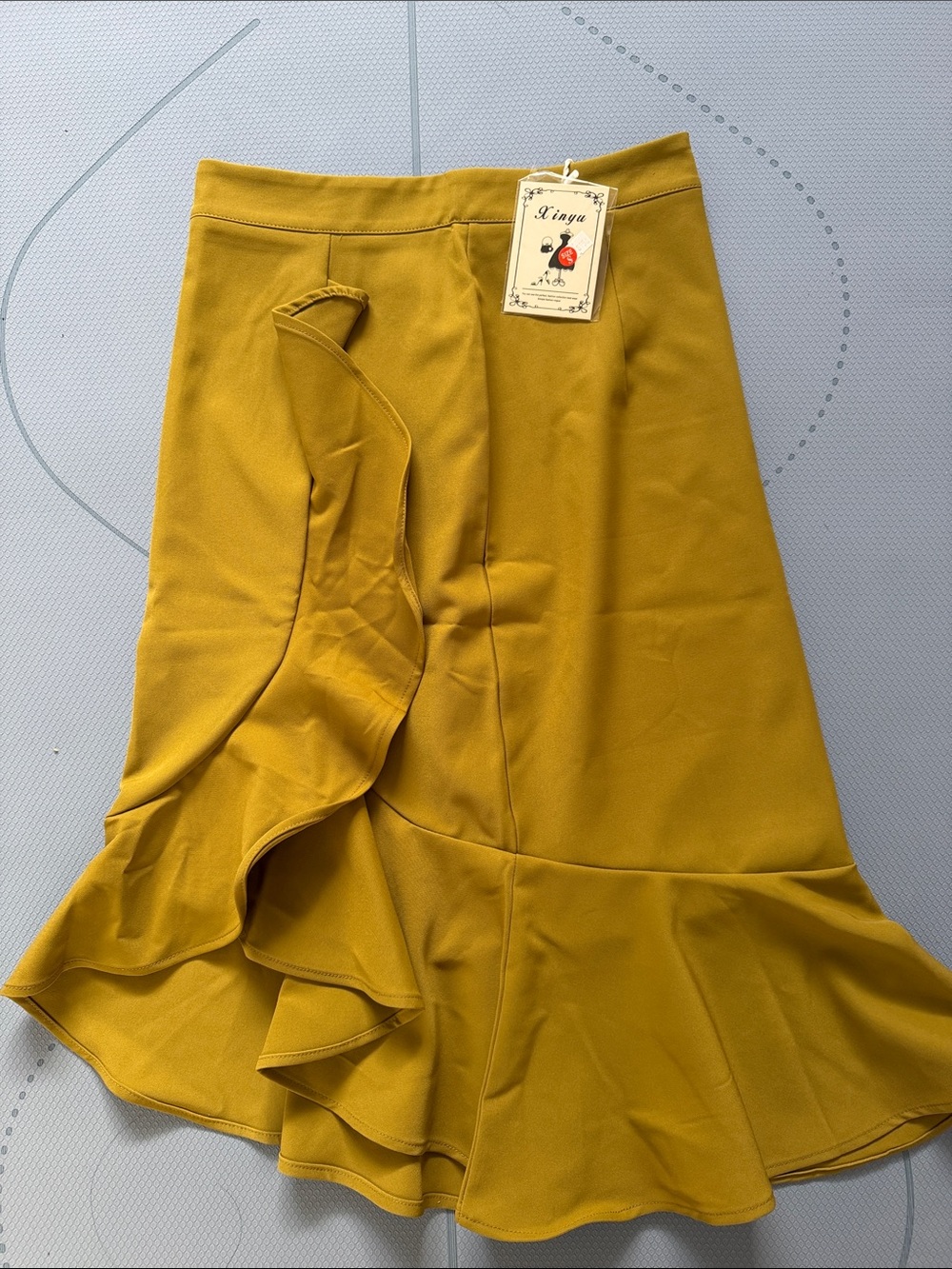Women’s Mustard Ruffle Hem Skirt